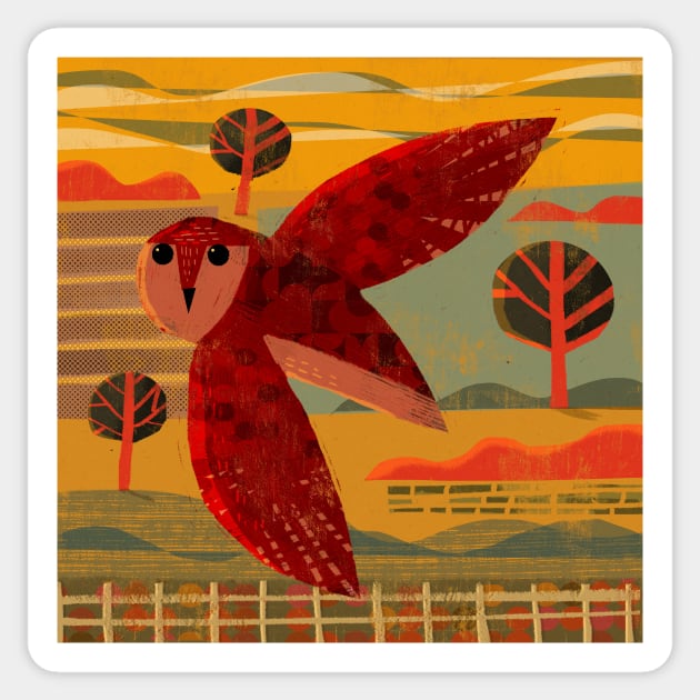 Owl at Sunset Sticker by Gareth Lucas